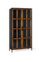 GINER Y COLOMER Vitrina 2 Puertas - Buffet vitrine 2 portes en bois de manguier et structure métal, 180x90x40 cm, couleur noyer et noir